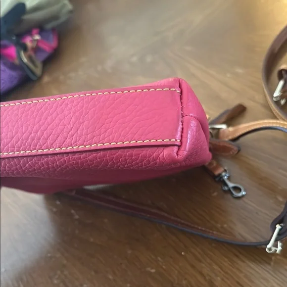 Dooney & Bourke Fuchsia Pink & Brown Leather Convertible Shoulder Crossbody Bag - Picture 16 of 16